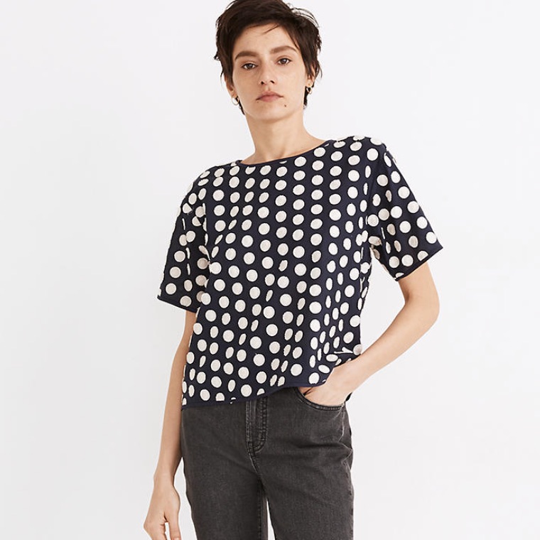 Madewell Texture Dot Top Navy Size Medium